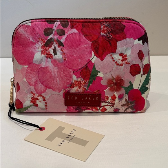 Ted Baker Red and Pink Floral Pouch - Picture 1 of 7